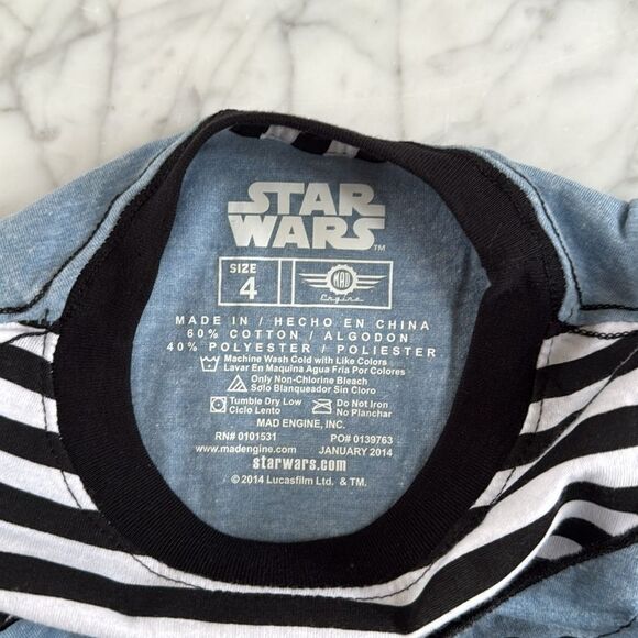 Kids Star Wars Darth Vader T-shirt Bubble Print Patch Sz 4 - Picture 3 of 5